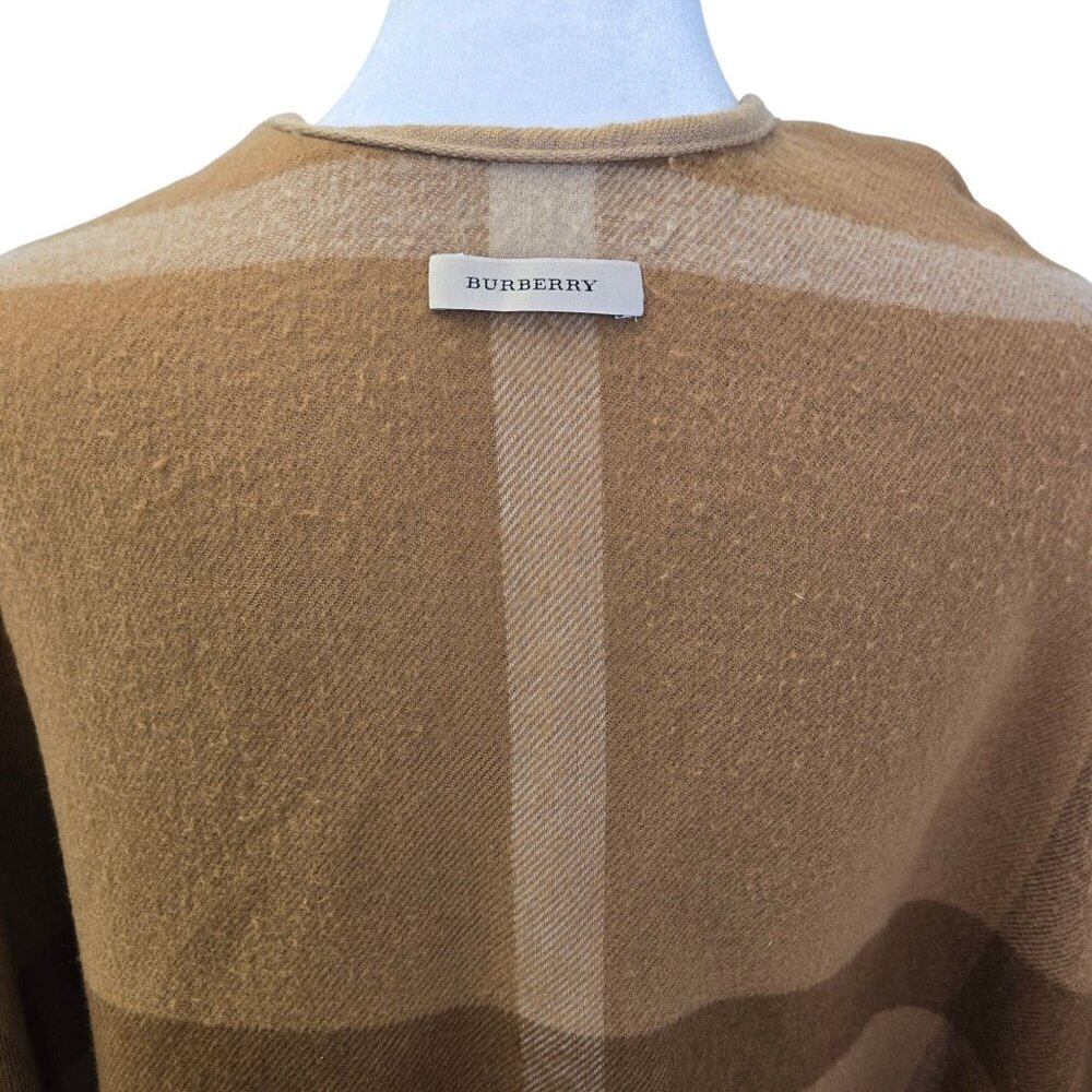 Burberry Charlotte Reversible Solid to Check Wool Poncho Cape One Size - Picture 7 of 11